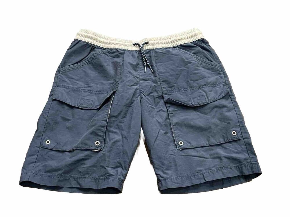 Columbia Mens Blue Gray Drawstrings Pockets Organic Cotton Shorts Size M AO0169